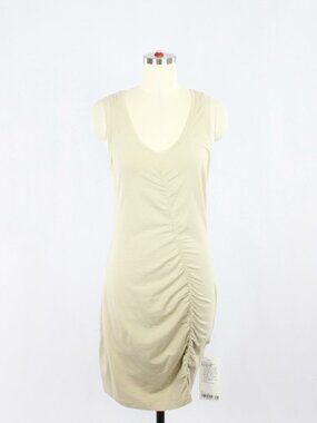 NWT LULULEMON LA Tight-To-Body Trench Beige Pima Cotton Ruched Dress, Size 4